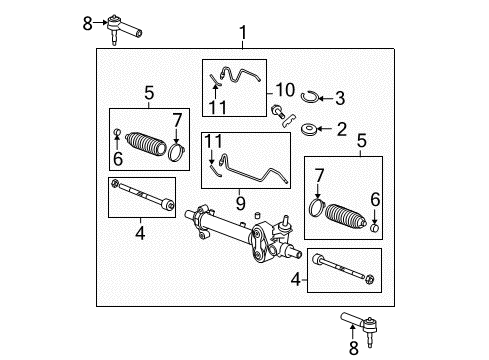 2011 Chevrolet Silverado 1500 P/S Pump & Hoses, Steering Gear & Linkage Boot Kit Diagram for 15254057