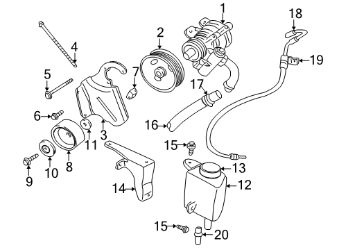 1997 Dodge Dakota P/S Pump & Hoses, Steering Gear & Linkage Line Pkg-Power Steering Pressure Diagram for 52038945