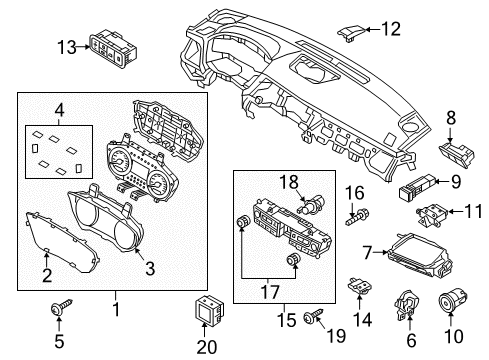 2016 Hyundai Genesis Automatic Temperature Controls Cluster Assembly-Instrument Diagram for 94001-B1210