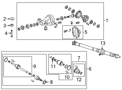 2013 Scion FR-S Axle & Differential - Rear Differential Assembly Bolt Diagram for SU003-01012