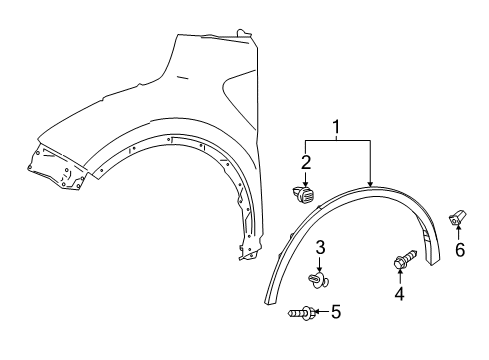 2018 Toyota C-HR Exterior Trim - Fender Wheel Opening Molding Pad Diagram for 53851-10040