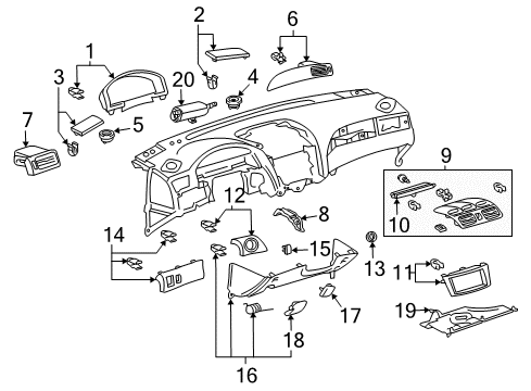 2008 Toyota Solara Cluster & Switches, Instrument Panel Clock Diagram for 83910-06190