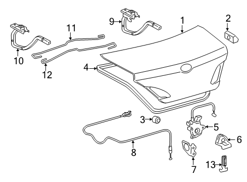 2011 Toyota Avalon Trunk Lid Torsion Bar Diagram for 64531-07010