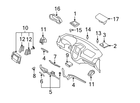 2008 Hyundai Santa Fe Cluster & Switches, Instrument Panel Duct Assembly-Side Air Ventilator, LH Diagram for 97480-2B000-WK