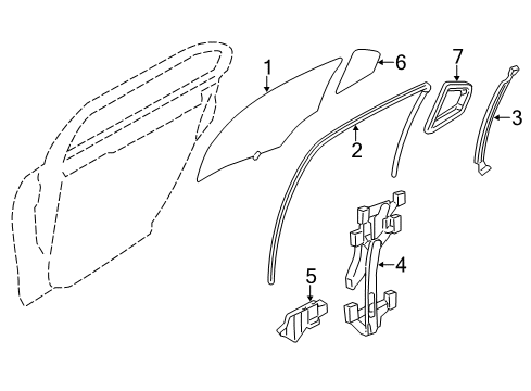 2012 Lincoln MKZ Rear Door Glass Weatherstrip Diagram for 6H6Z-5429904-B