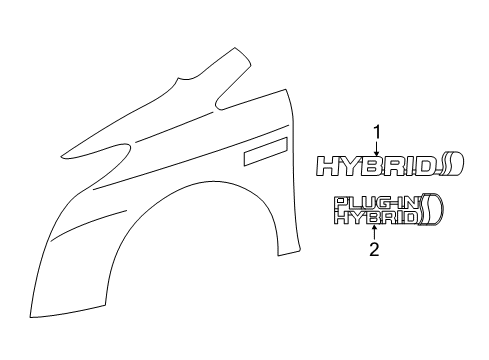 2014 Toyota Prius Plug-In Exterior Trim - Fender Nameplate Diagram for 75374-47070