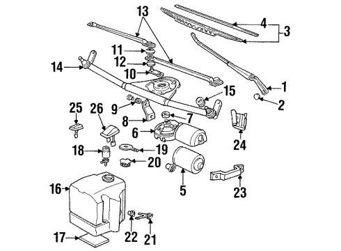 1992 BMW 325is Wiper & Washer Components Windshield Wiper Arm Right Diagram for 61618392002