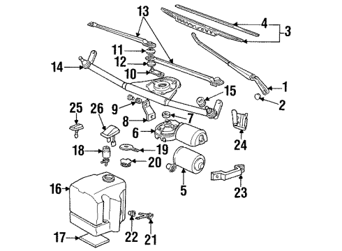 1996 BMW M3 Wiper & Washer Components Base Diagram for 16111180163