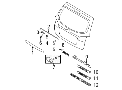 2009 Hyundai Santa Fe Exterior Trim - Lift Gate GARNISH-TAILGATE Diagram for 87311-2B000