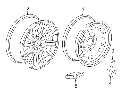 2009 GMC Yukon Wheels Wheel Rim, 18X8<Use 10B 3441B/3442B/3442D/3442F/4049B> Diagram for 19367016