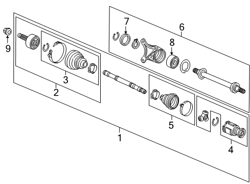 2017 Acura TLX Drive Axles - Front Shaft Assembly, R Driv Diagram for 44305-TZ4-A01