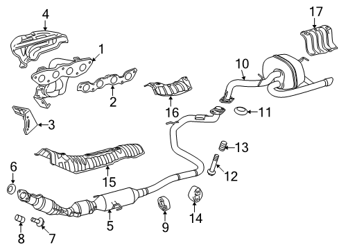 2012 Toyota Yaris Exhaust Components, Exhaust Manifold Muffler & Pipe Diagram for 17430-21792