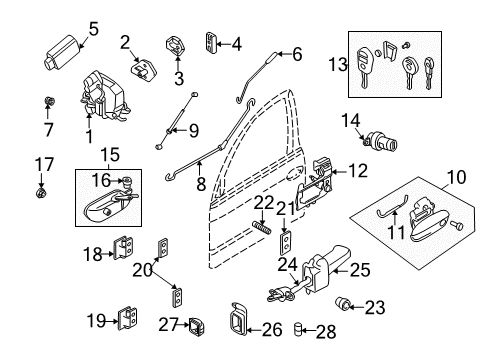 2002 BMW 530i Rear Door Left Lower Front Door Hinge Diagram for 41518251255