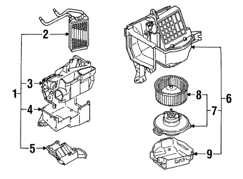 1991 Toyota Pickup Heater, Blower Motor & Fan Unit Sub-Assy, Heater Radiator Diagram for 87107-89118