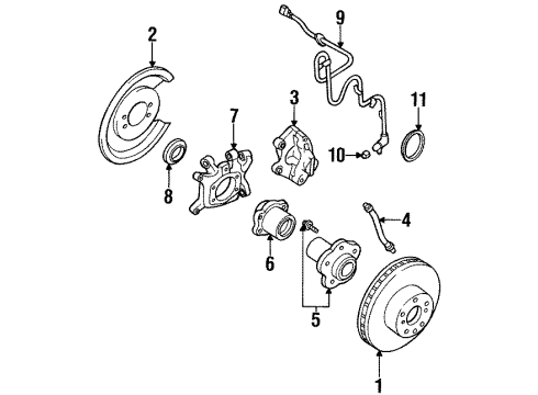 1996 Nissan 300ZX Anti-Lock Brakes Sensor Assembly-Anti SKID, Front LH Diagram for 47911-32P01