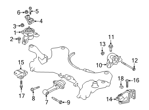 2013 Hyundai Santa Fe Sport Engine & Trans Mounting Support Engine Mounting Bracket Diagram for 21825-2W000