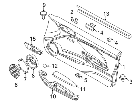 2000 BMW 323Ci Interior Trim - Door Armrest, Matt Chrome, Front, Right Diagram for 51418259964