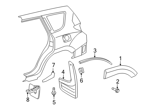 2009 Toyota RAV4 Exterior Trim - Quarter Panel Front Plate Diagram for 65631-0R010