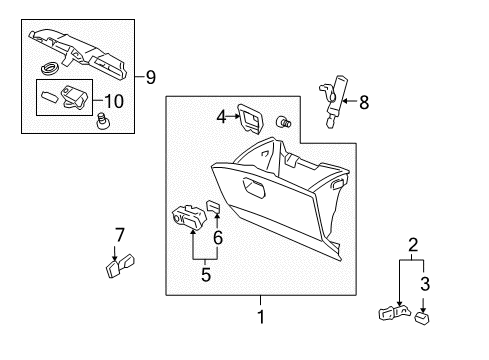 2005 Honda Odyssey Glove Box Lid, Maintenance Diagram for 77504-SHJ-A01