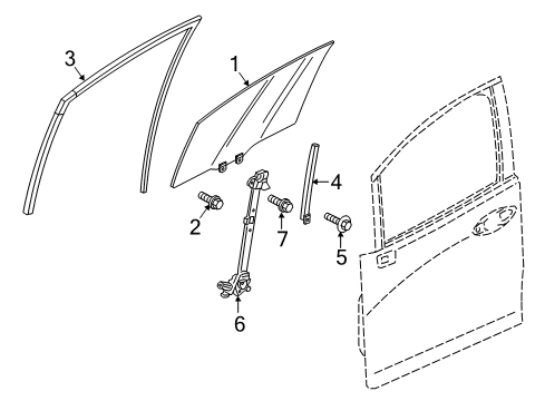 2016 Honda Fit Front Door Glass Assy., R. FR. Door (Coo)(Green) (Saint Gobain) Diagram for 73300-T5R-305