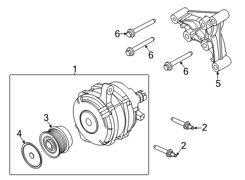 2021 Ford Explorer Alternator Pulley Diagram for L1MZ-10344-B