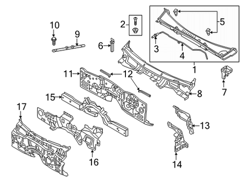 2022 Genesis G90 Cowl Bolt Diagram for 1144610306K