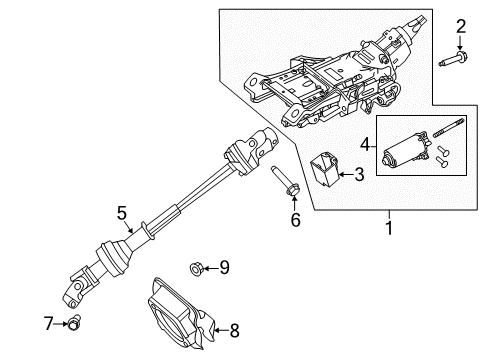 2014 Ford Explorer Steering Column & Wheel, Steering Gear & Linkage Column Assembly Diagram for DB5Z-3C529-R