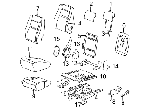 2005 Pontiac Montana Rear Seat Components Cover, Rear Seat Latch Finish *Gray Diagram for 89043967