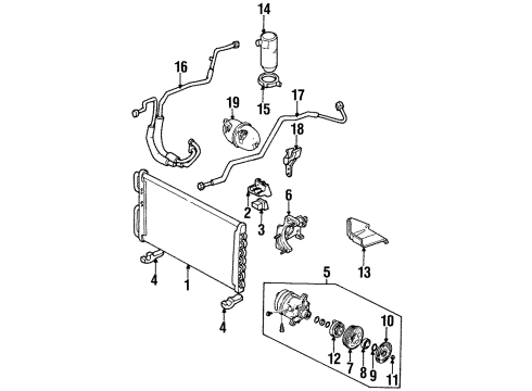 1998 Buick LeSabre Air Conditioner Insulator-Radiator & Condenser Mount Diagram for 25523246