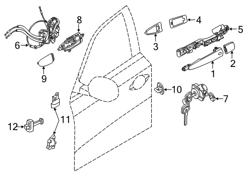 2020 Infiniti QX60 Front Door Front Door Lock & Remote Control Assembly, Right Diagram for 80500-3JA0B