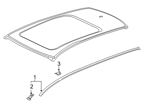 2021 Acura RDX Exterior Trim - Roof Cap Right, Front Roof Molding Diagram for 74308-TJB-A00