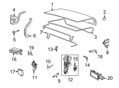 2011 Lincoln Town Car Trunk Lid Hinge Diagram for 6W1Z-5442701-A