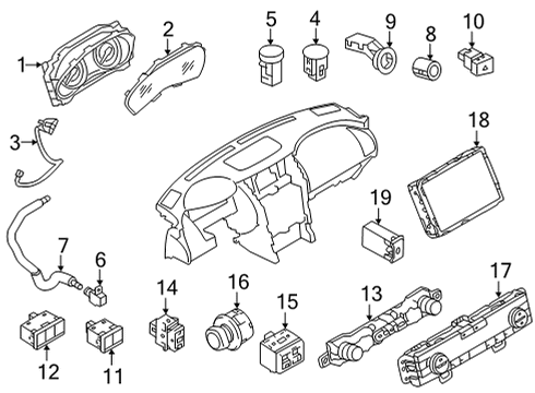 2022 INFINITI QX80 Cluster & Switches, Instrument Panel CONTROLLER ASSY-AIR CONDITIONER Diagram for 27500-6JL1A
