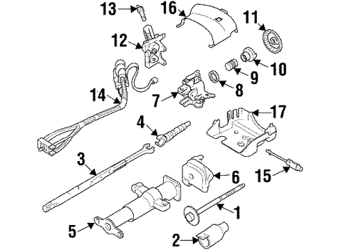 1998 GMC K1500 Suburban Steering Column, Steering Wheel & Trim COLUMN, Steering Diagram for 26076016