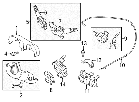 2014 Hyundai Accent Shroud, Switches & Levers Angular Velocity Sensor Diagram for 93480-1R000