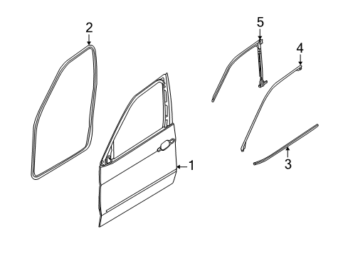 2009 BMW X5 Front Door Channel Cover, Exterior, Door, Front Left Diagram for 51337174391