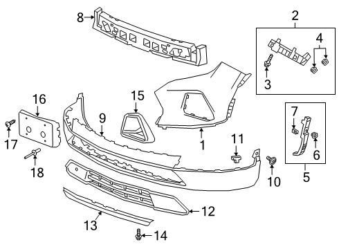 2019 Chevrolet Blazer Front Bumper Headlamp Bezel Diagram for 84538964