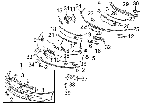 2006 Mitsubishi Lancer Front Bumper Bolt-Tapping Diagram for MF453031