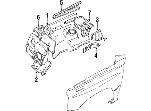 1996 Geo Tracker Structural Components & Rails BRACKET, Battery Diagram for 30018982