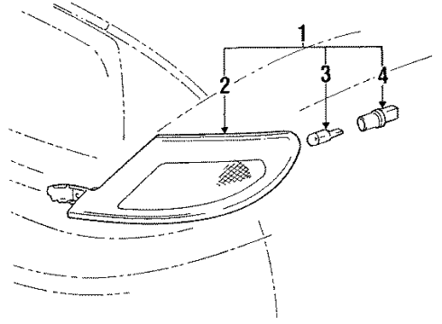 1991 Toyota Celica Signal Lamps Lamp Assy, Side Turn Signal, LH Diagram for 81740-20180