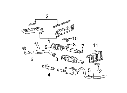 1999 Ford F-250 Super Duty Exhaust Components Exhaust Shield Bracket Diagram for 6C3Z-5A242-JB