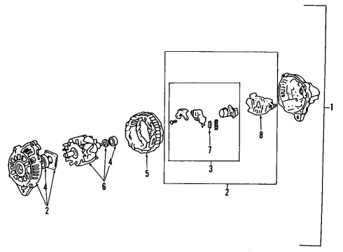 1994 Hyundai Elantra Alternator Bearing-Rear Diagram for 37342-21320