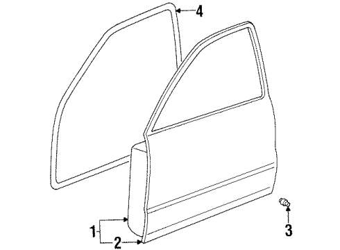 2002 Chevrolet Prizm Front Door Weatherstrip, Front Side Door Diagram for 94858373