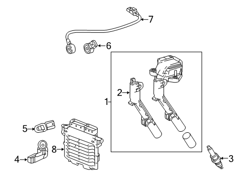 2019 Infiniti QX30 Powertrain Control Ignition Coil Assembly Diagram for 22448-HG00B