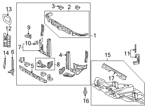 2019 Toyota Sequoia Radiator Support, Splash Shields Upper Tie Bar Support Bracket Diagram for 53213-0C010