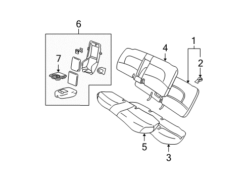 2000 Buick LeSabre Rear Seat Components HOLDER, Rear Seat Cushion (With Frame) Diagram for 88893813