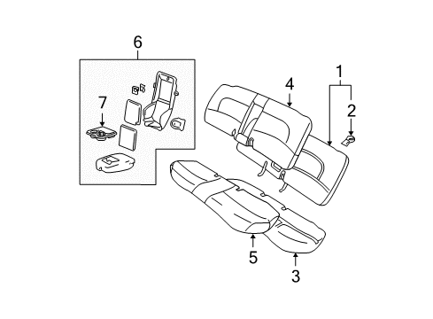 2005 Buick LeSabre Rear Seat Components Holder Asm, Rear Seat Cup *Gray Diagram for 88893814