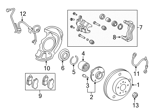 2009 Toyota Highlander Brake Components Rear Pads Diagram for 04466-48120