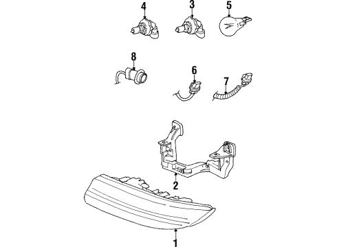 2000 Saturn SC2 Headlamps Capsule/Headlamp/Fog Lamp Headlamp Diagram for 21112456