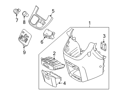 2007 Hyundai Entourage Cluster & Switches, Instrument Panel Cup Holder Assembly Diagram for 84620-4D000-CS